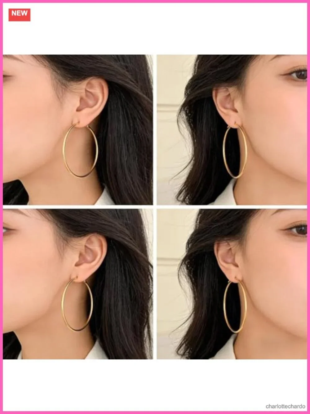 6 Pair Hoop Earring Set Stainless Steel Hypoallergenic 316L Lever Back 30-50mm